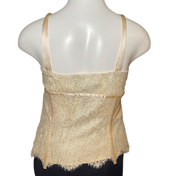Laundry by Shelli Segal cream and silver lace corset top sz L - Picture 2 of 5